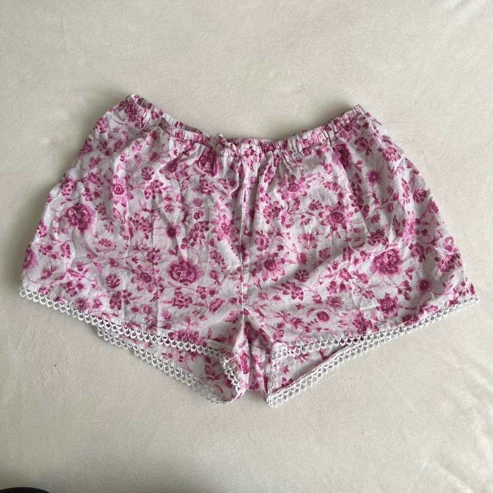 100% cotton haute hippie shorts lace trim pink floral cute boho feminine girly